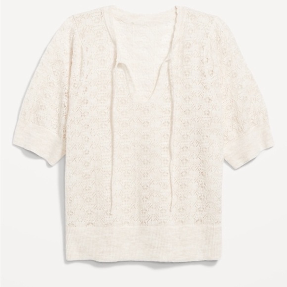 Old Navy Cream Wool Blend Tie-Front Sweater - Picture 5 of 8